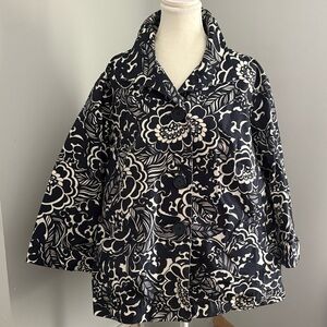 Jones New York Nay and White Floral Jacket